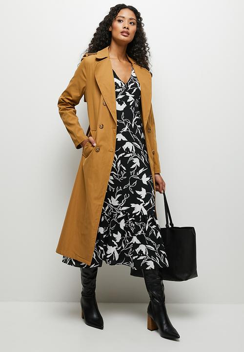 MILLA - Empire line fit and flare midi dress - black & white