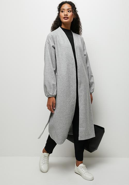 edit - Drop shoulder melton coat - grey melange