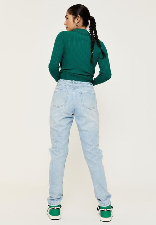 Supré  - Classic mom ripped denim jean - long island blue rip