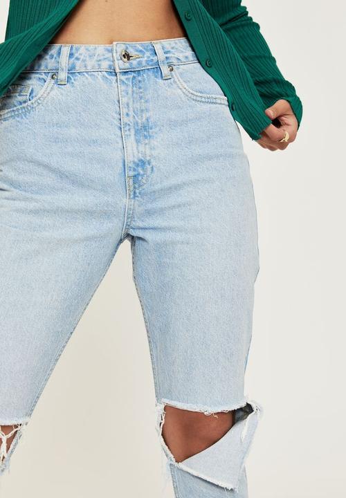 Supré  - Classic mom ripped denim jean - long island blue rip