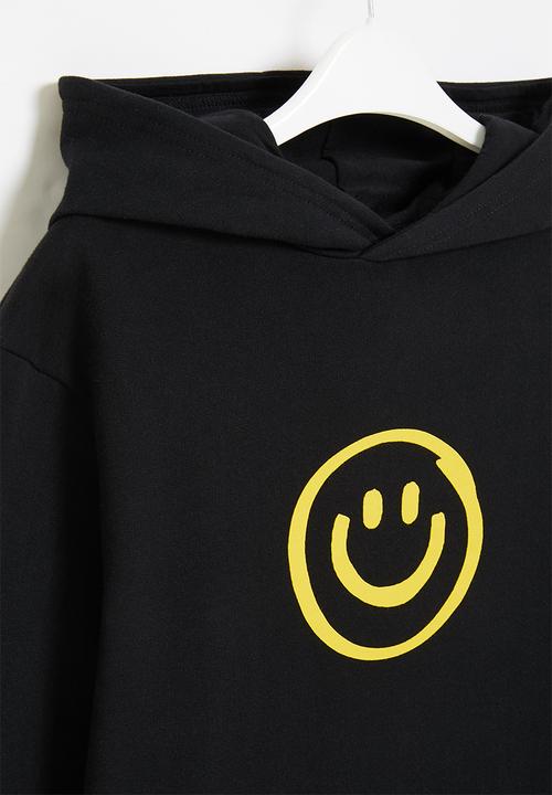 Superbalist - Boys hooded smiley sweatshirt - black & yellow