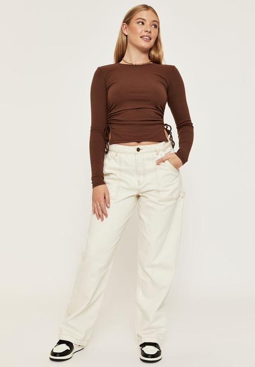 Supré  - London long sleeve ruched top - choc top