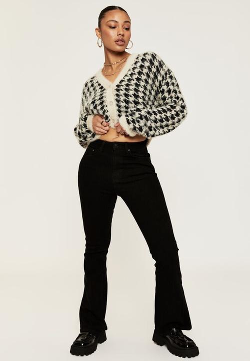 Supré  - Lucca houndstooth knit cardigan - beige buff & black