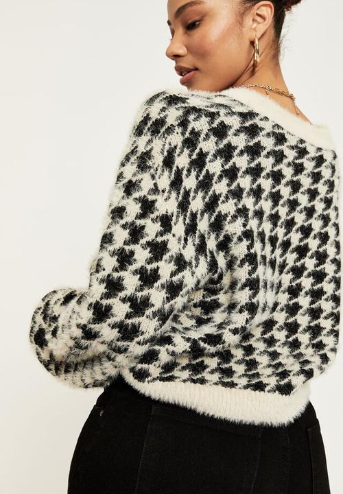 Supré  - Lucca houndstooth knit cardigan - beige buff & black