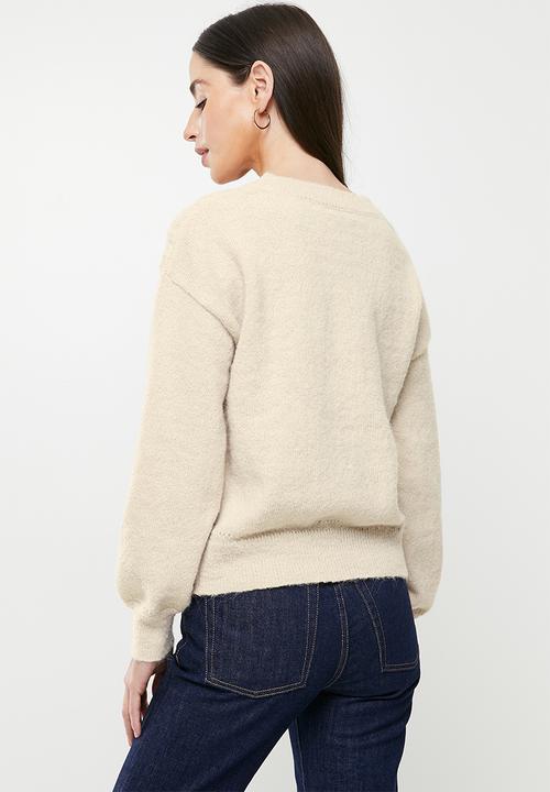Jacqueline de Yong - Sigrid life long sleeve yoke pullover - cement