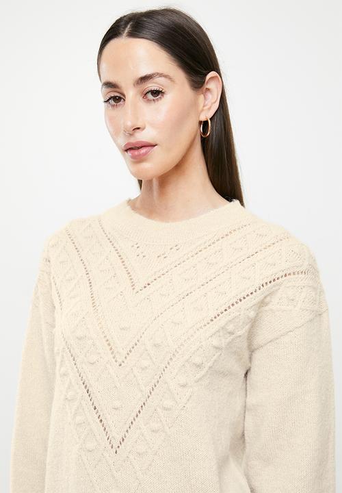 Jacqueline de Yong - Sigrid life long sleeve yoke pullover - cement