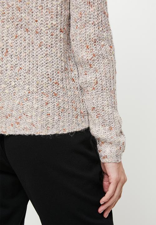 Jacqueline de Yong - Madeline long sleeve  v-neck pullover - light grey melange