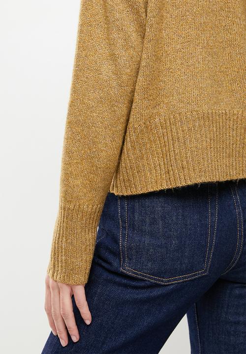 Jacqueline de Yong - Rue malene long sleeve cowlneck pullover - cumin melange