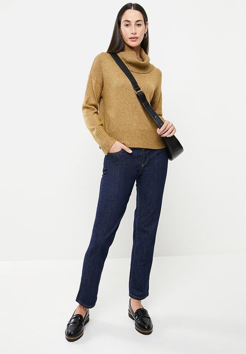 Jacqueline de Yong - Rue malene long sleeve cowlneck pullover - cumin melange