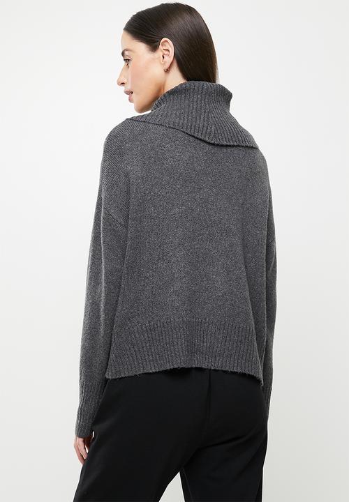 Jacqueline de Yong - Rue malene long sleeve cowlneck pullover - black
