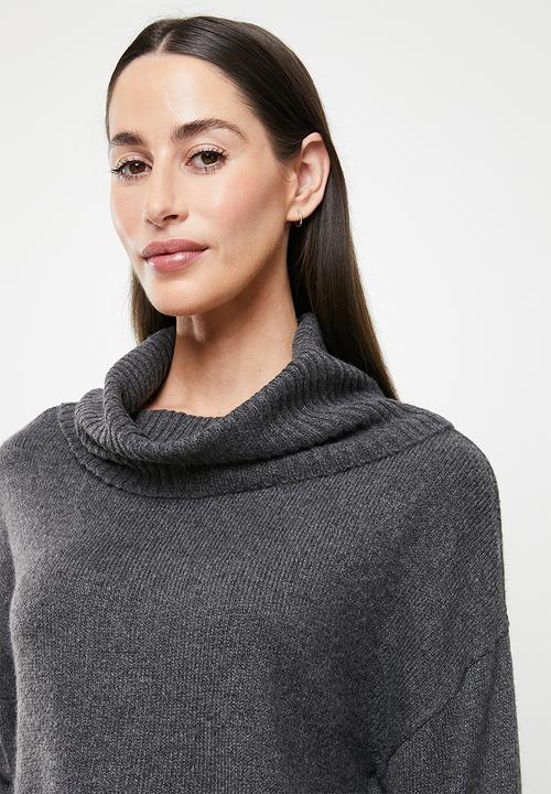 Jacqueline de Yong - Rue malene long sleeve cowlneck pullover - black