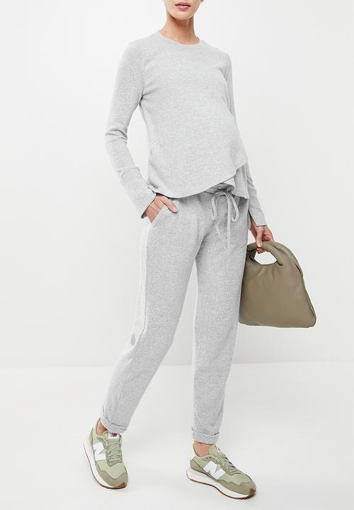 Superbalist - Maternity knit wrap crop sweat - grey melange