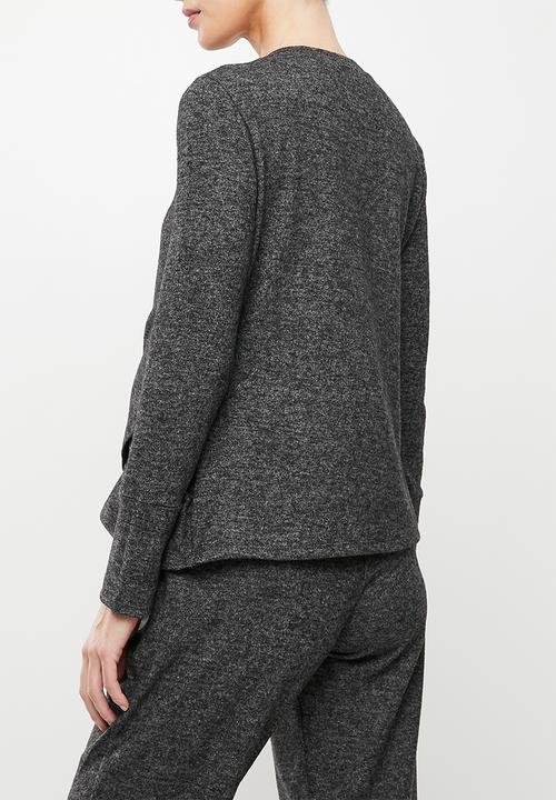 Superbalist - Maternity knit wrap crop sweat - dark grey melange