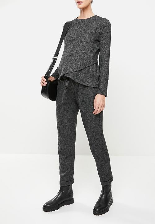 Superbalist - Maternity knit wrap crop sweat - dark grey melange