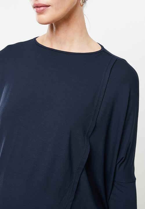 edit Maternity - Long sleeve maternity oversize nursing tee - navy