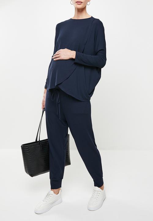 edit Maternity - Long sleeve maternity oversize nursing tee - navy