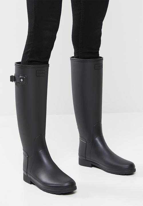 Hunter - Refined tall studded back boot - black