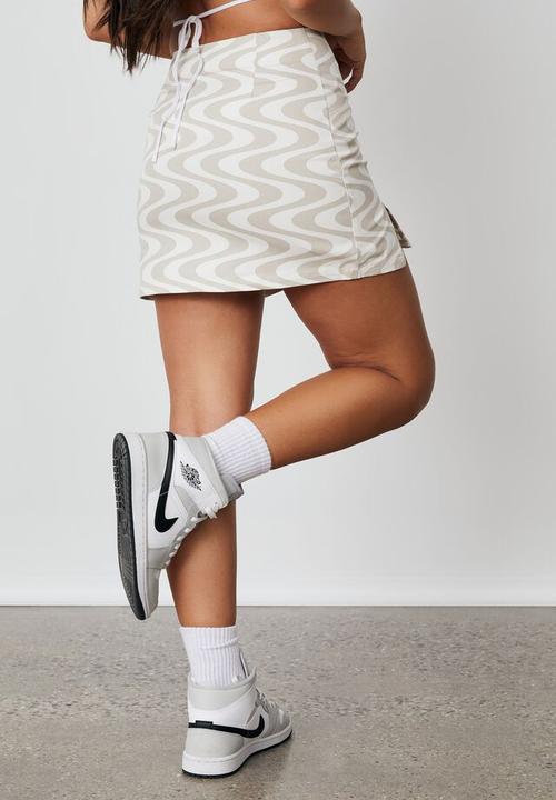 Factorie - Double split mini skirt - wave light stone