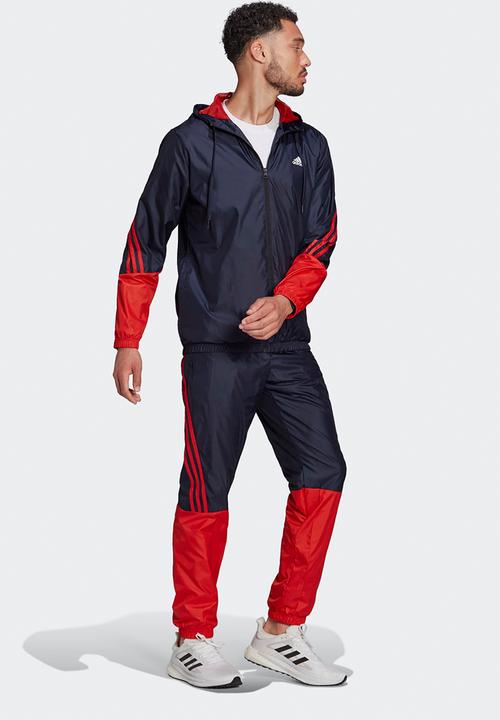 adidas Performance - Woven Sportswear Hooded Tracksuit- Navy  & Vivid Red