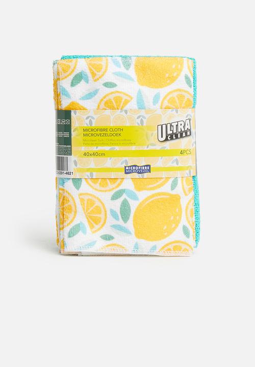 Excellent Houseware - Microfibre cloth set of 4 lemon print
