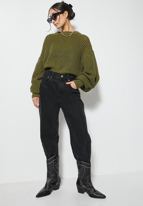 Superbalist - Cotton blend balloon sleeve pullover - khaki