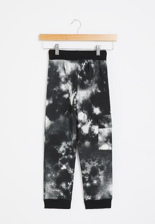 LAB - Cuffed tie-dye jogger - black