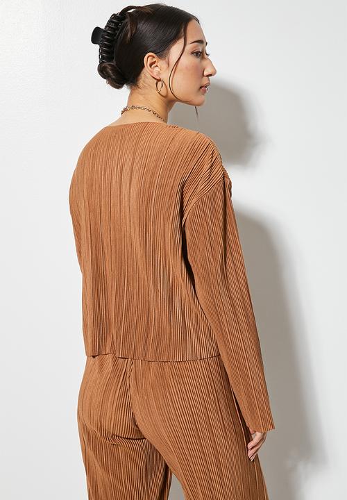 VELVET - Pleated jersey long sleeve top - neutral