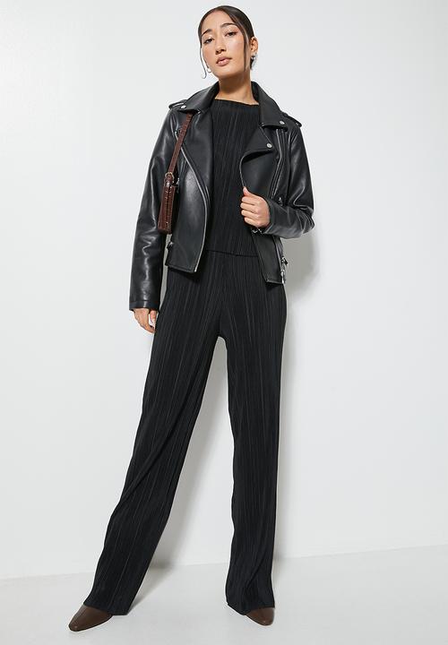 VELVET - Pleated jersey long sleeve top - black