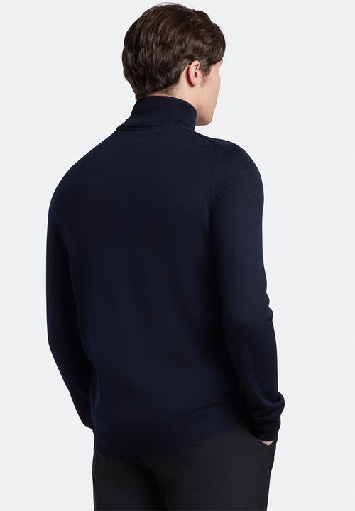 Lyle & Scott - Core 1/4 zip merino mix - navy