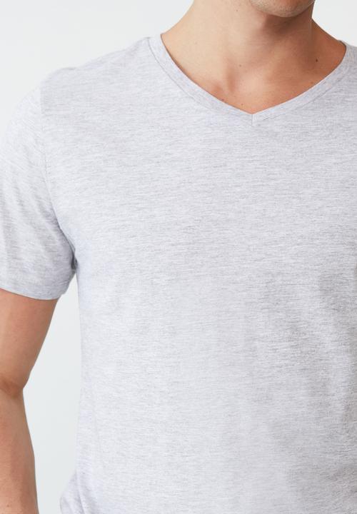 Cotton On - Organic v-neck t-shirt - light grey marle