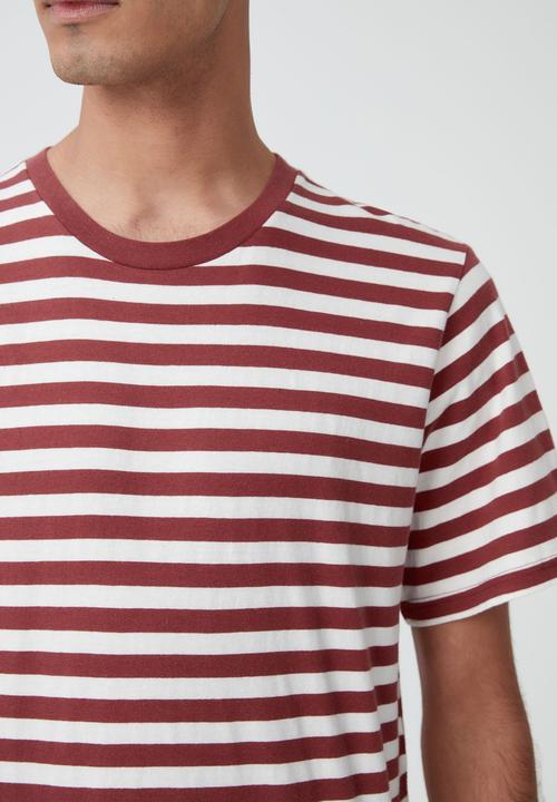 Cotton On - Organic stripe t-shirt - vintage red/vintage white stripe