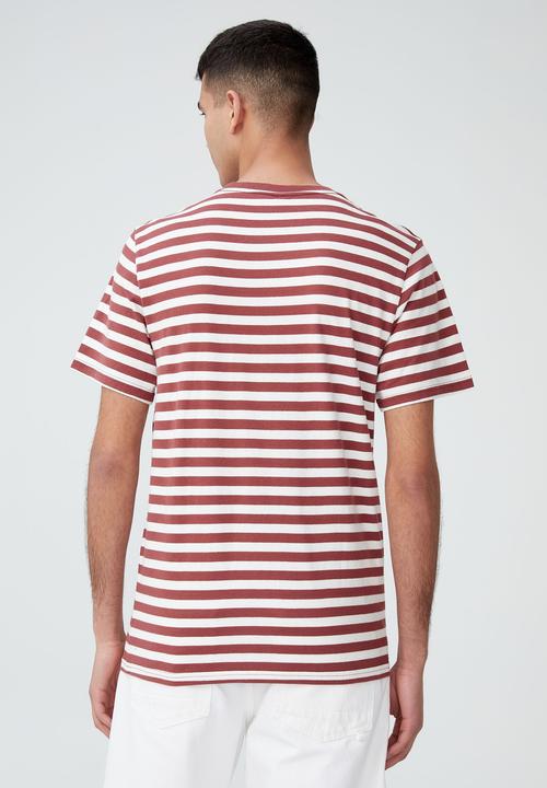 Cotton On - Organic stripe t-shirt - vintage red/vintage white stripe