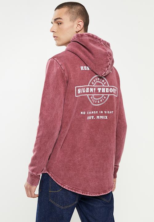 Silent Theory - Faded badge hoodie - burgundy