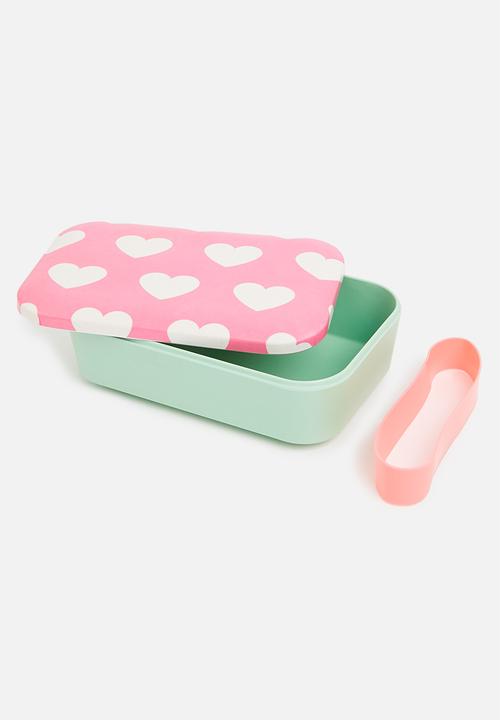 Excellent Houseware - Hearts lunch box - pink & green 