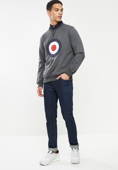 Ben Sherman - Target emb crew fleece sweater - charcoal