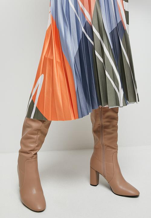 edit - Printed knit pleated midi skirt - large foliage
