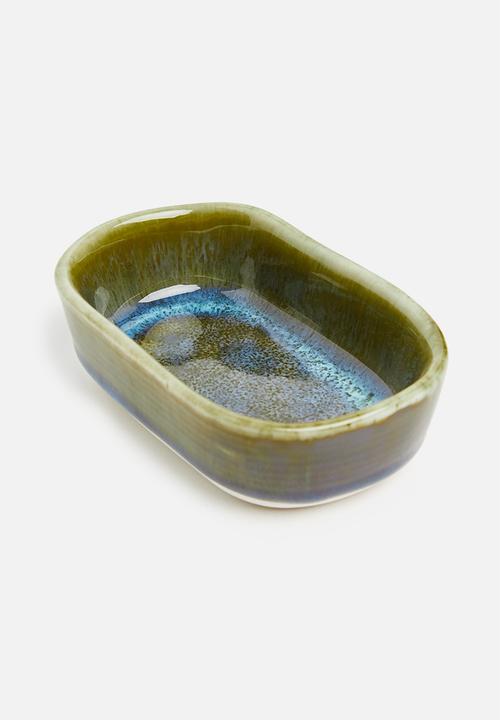 Excellent Houseware - Stoneware dipping bowl- blue & green