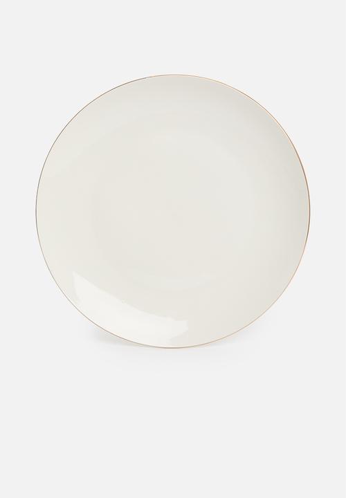 Excellent Houseware - Porcelain Gold rimmed dinner plate - set of 4 