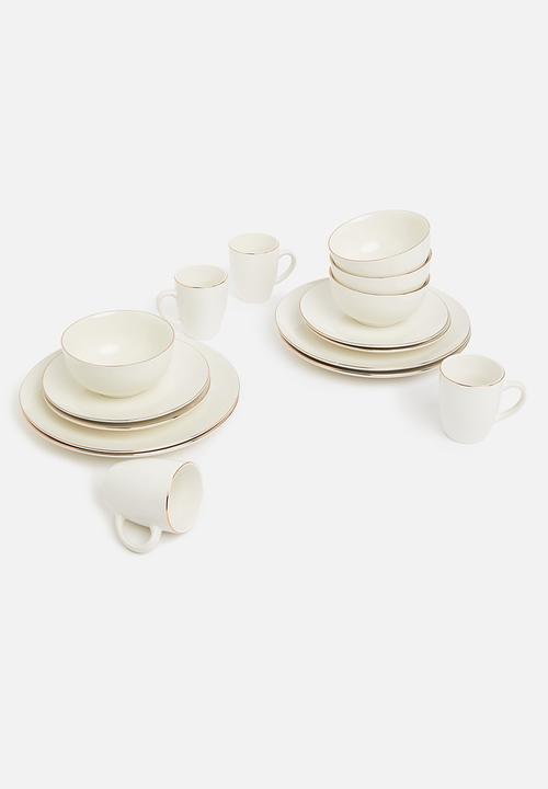 Excellent Houseware - Porcelain Gold rimmed dinner plate - set of 4 