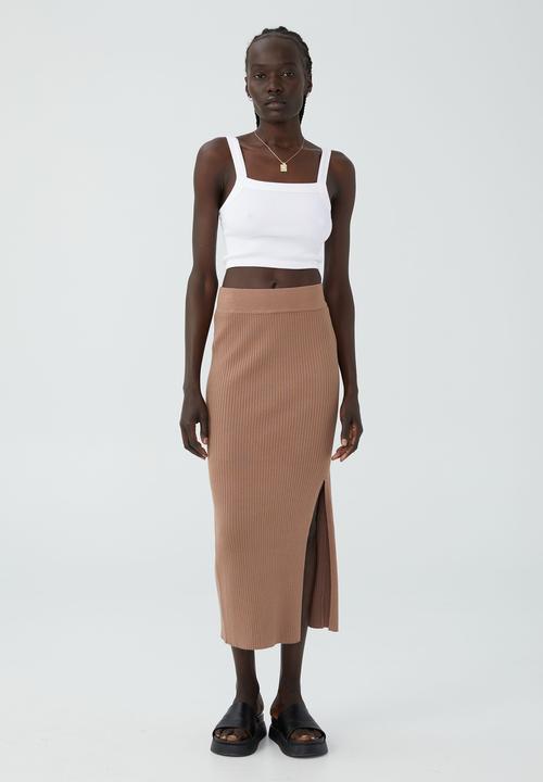 Cotton On - Knit midi skirt - cocoa bean