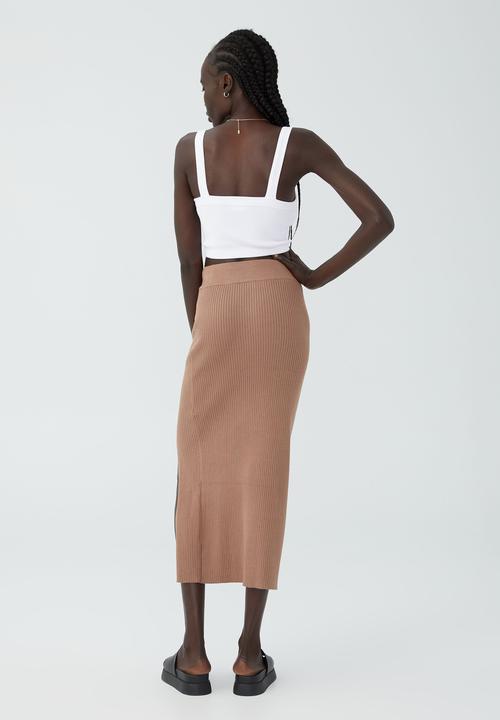 Cotton On - Knit midi skirt - cocoa bean