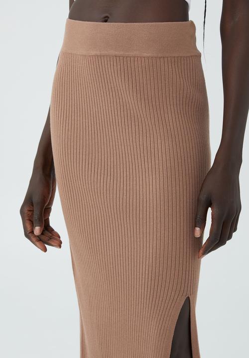 Cotton On - Knit midi skirt - cocoa bean