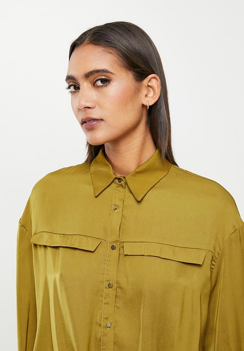 Koton - Classic neck long sleeve shirt - khaki