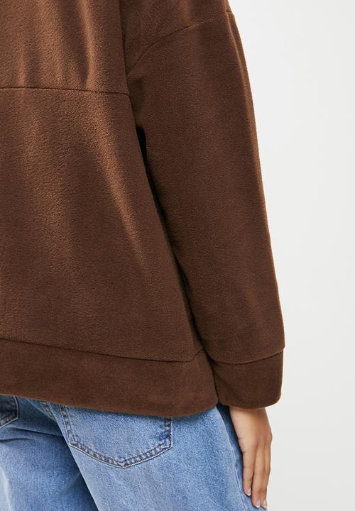 Koton - Mock neck zipper sweatshirt - brown