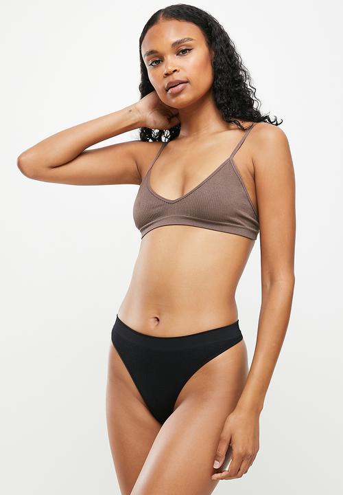 Cotton On - Seamless high cut thong brief 3-pack - black