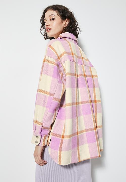Superbalist - Soft melton overshirt - pink check