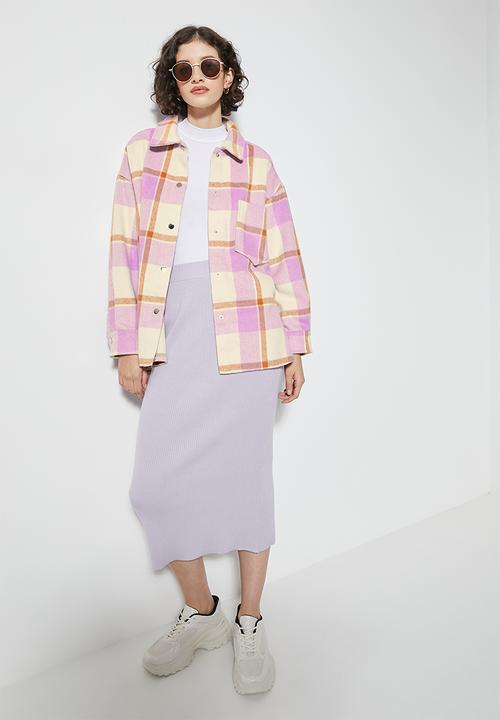 Superbalist - Soft melton overshirt - pink check