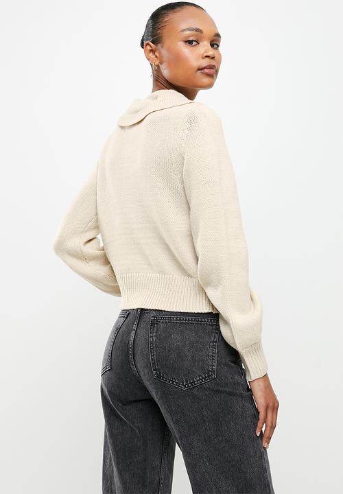 ONLY - Lexa long sleeve collar pullover - pumice stone