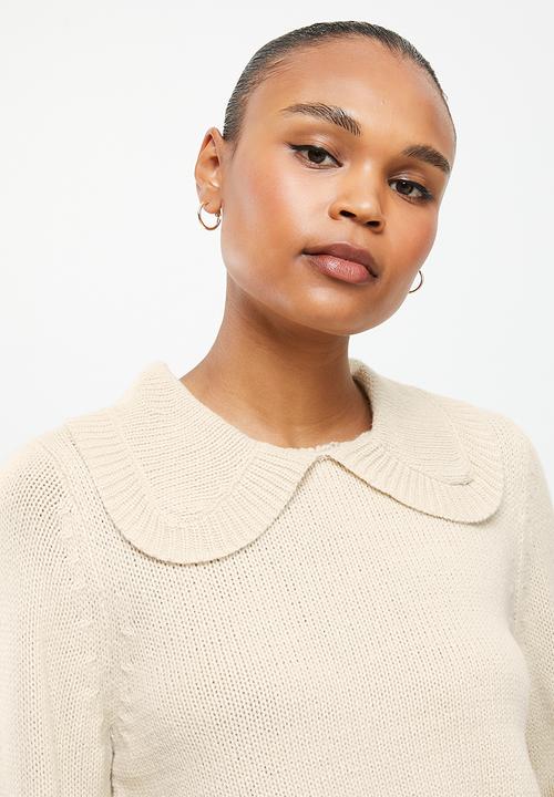 ONLY - Lexa long sleeve collar pullover - pumice stone