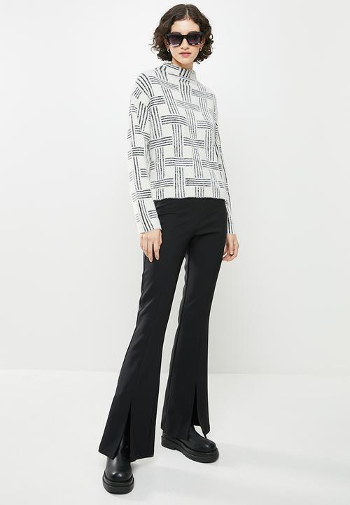 Koton - Turtle neck long sleeve patterned sweater - black patterned